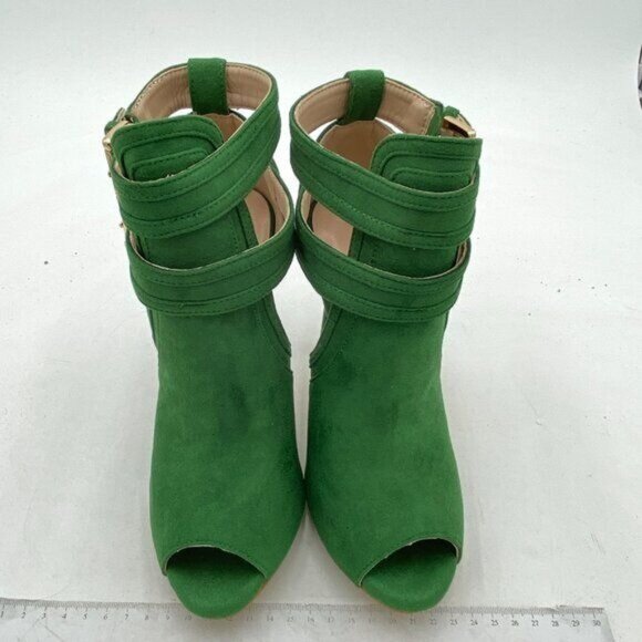 XYD Women Peep Toe Ankle Bootie High Heels Buckled Double Straps Cutout Fashion - Picture 3 of 7